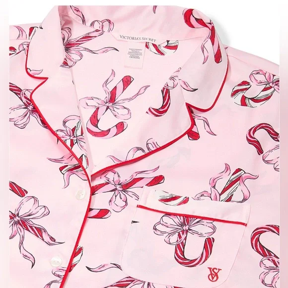 🎀🆕Victoria’s Secret Candy Cane 3-Piece Pajama Set + Tote & Blanket NWT Sz L - Picture 4 of 10